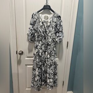 Johnny Was Black and White Floral Maxi Dress
